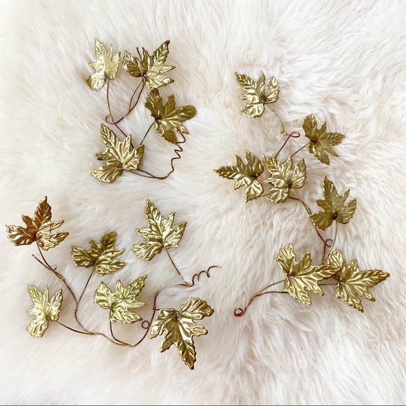 Vintage Homco Gold Leaf Metal Fall Wall Decor Set